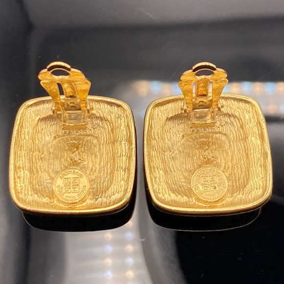 Vintage givenchy square crystal earring clip on - Picture 7 of 9